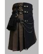 Black and Brown Utility Kilt With Chain