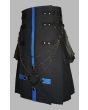 Black Cargo Utility Kilt With Interchangeable Aprons