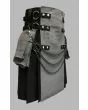 Black & Grey Hybrid Kilt with Interchangeable Apron