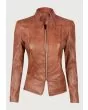 Camel Leather Jacket Women