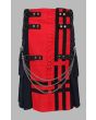 futuristic Red & Black Hybrid Kilt With Chain