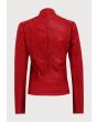 Red Quilted Leather Jacket For Women