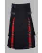 Hybrid Kilt Black Cotton & Royal Stewart Tartan 