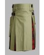 Khaki & MacPherson tartan Hybrid Kilt