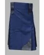 Latest Blue Utility Kilt with Black Leather Patches
