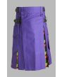 Purple Cotton & Buchannan tartan Hybrid Kilt