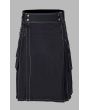 Trendy Black Utility Kilt For Men