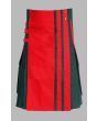 Voguish Red & Green Hybrid Kilt For Men