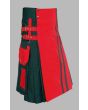 Voguish Red & Green Hybrid Kilt For Men