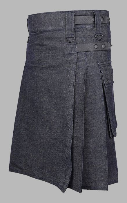 Black Denim Utility Kilt