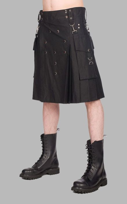 Black Gothic Utility Kilt For Men