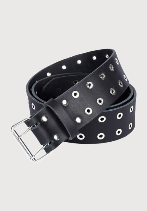 Black Lather Silver Studs Kilt Belt