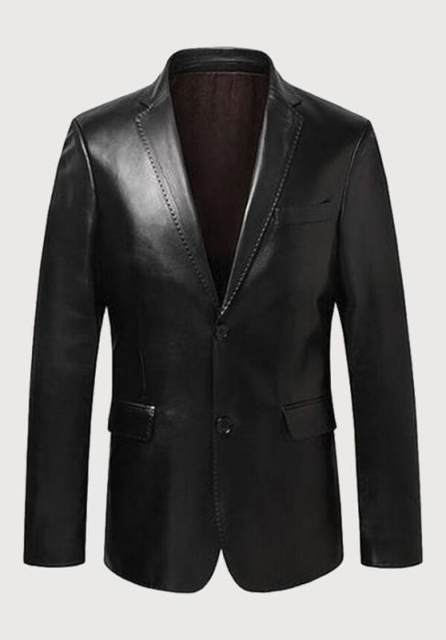 Black Leather Blazer For Men