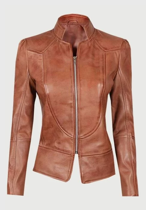 Camel Leather Jacket Women