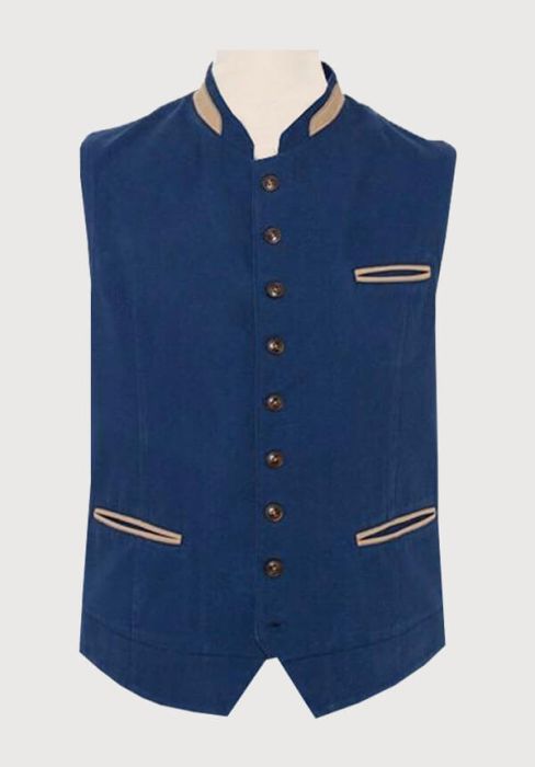 Canvas Austrian Tirol Waistcoat Navy Blue