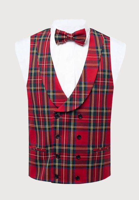 Double Breasted Royal Stewart Waistcoat With Shawl Lapel-Made To Measure