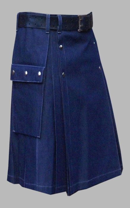 Indigo Blue Denim Kilt for Men