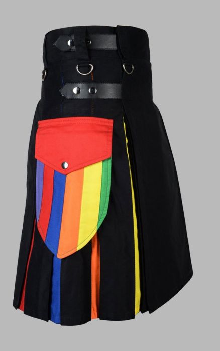 LGBT Rainbow Hybrid Kilt With Cargo Pockets