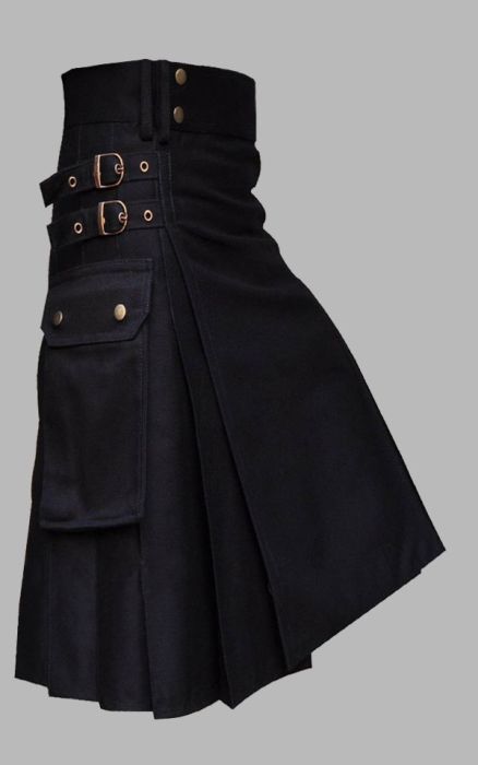 Modish Black Utility Kilt