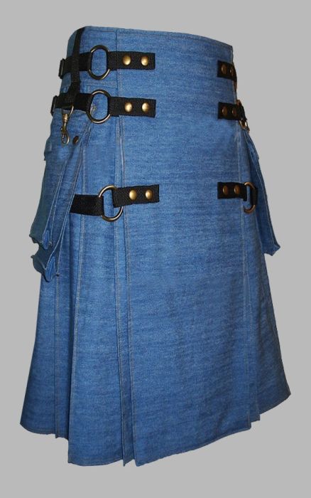 Modish Gothic Style Denim Kilt