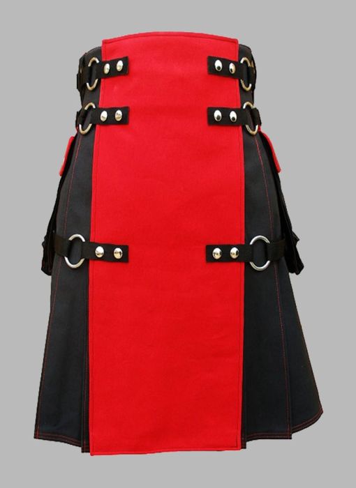 Modish Red and Black Interchangeable Kilt