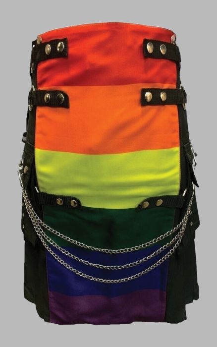 Rainbow Hybrid Utility Kilt with Chain