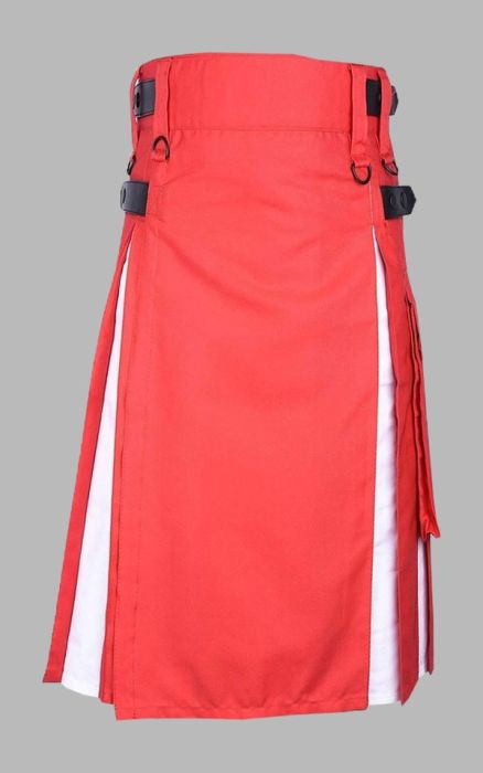 Simple Two Tone Red & White Hybrid Kilt