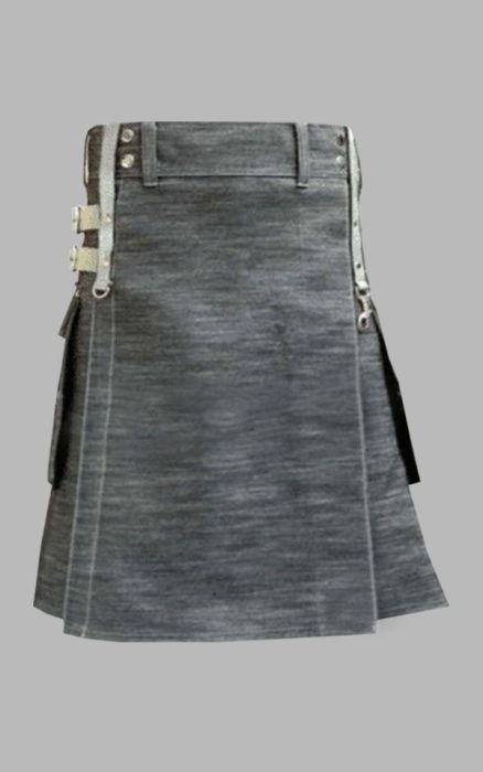 Stylish Grey Denim Kilt for Women