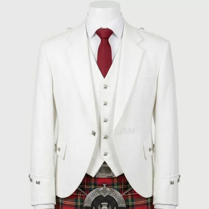 White Argyll Kilt Jacket And Vest