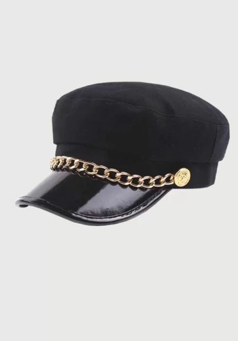 Winter Women Wool Newsboy Cap With Gold Color Chain