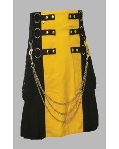Black And Yellow Gothic Style Hybrid Kilt