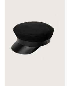 Black Military Fashion Cap With Silver Buckle For Woman