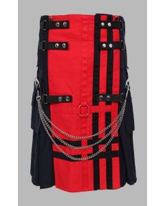 futuristic Red & Black Hybrid Kilt With Chain