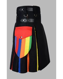 LGBT Rainbow Hybrid Kilt With Cargo Pockets