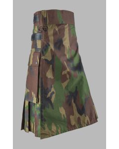 Men's Camouflage Kilt with Leather Strap