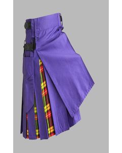 Purple Cotton & Buchannan tartan Hybrid Kilt