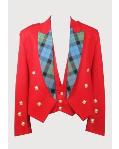Red Prince Charlie Jacket With Tartan Lapel