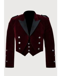 Red Velvet Prince Charlie Jacket With Waistcoat