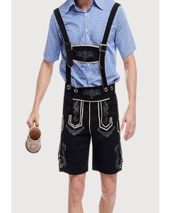 Traditional Black Bavarian Lederhosen Shorts For Men
