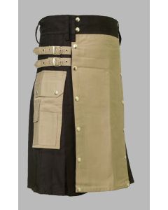 Two Tone Hybrid Kilt Decorated by Buttons