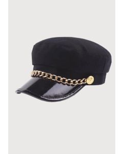Winter Women Wool Newsboy Cap With Gold Color Chain