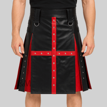 Black and Brown Leather Kilt for Men