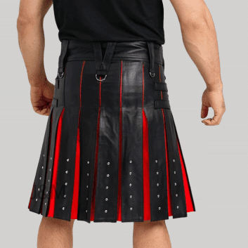 Black and Brown Leather Kilt for Men