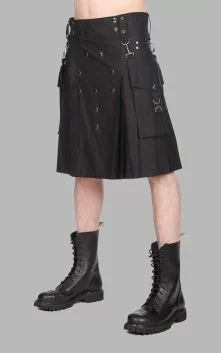 Black Gothic Utility Kilt For Men
