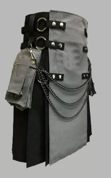 Black & Grey Hybrid Kilt with Interchangeable Apron