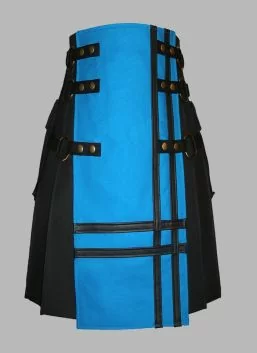 Black & turquoise Cross Design Utility kilt