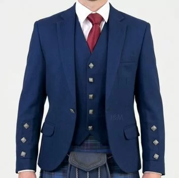 Blue Argyll Jacket And Vest - Made To Measure 