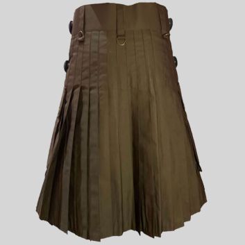 Brown Utility Kilt With Cargo Pockets