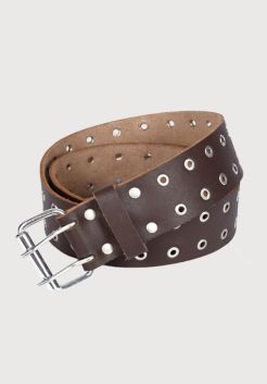 Brown Lather Silver Studs Kilt Belt