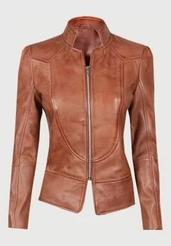 Camel Leather Jacket Women